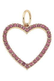 Pave Open Heart Charm - Pink