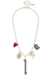South Carolina Gamecocks Paper Clip Charm Collector Necklace - Gold