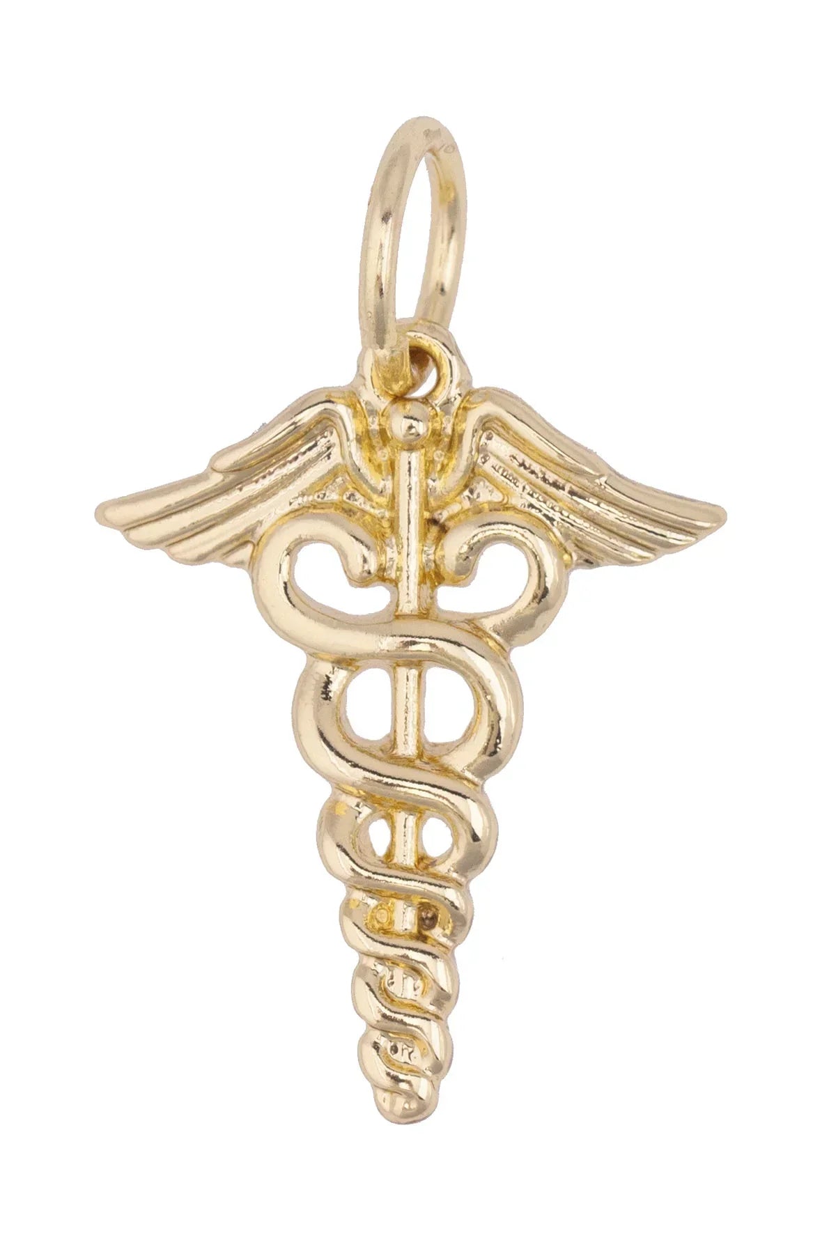 Charmed | Caduceus Charm in Shiny Gold
