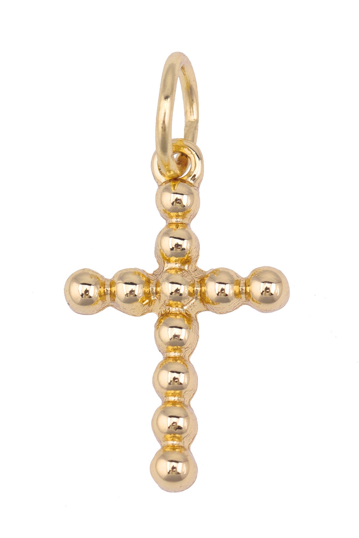 Charmed | Beaded Cross Charm in Shiny Gold