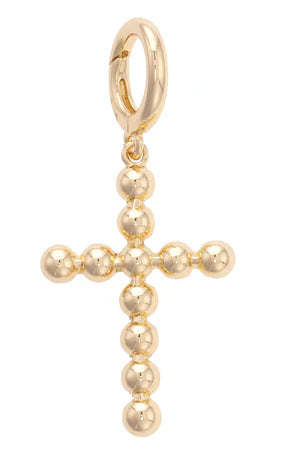Charmed | Beaded Cross Charm in Shiny Gold