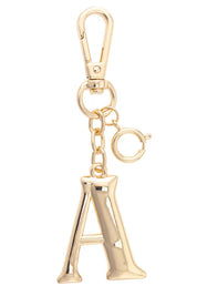 Letter Initial Bag Charm in Shiny Gold