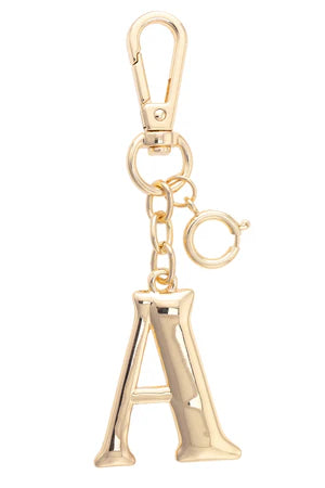 Letter Initial Bag Charm in Shiny Gold