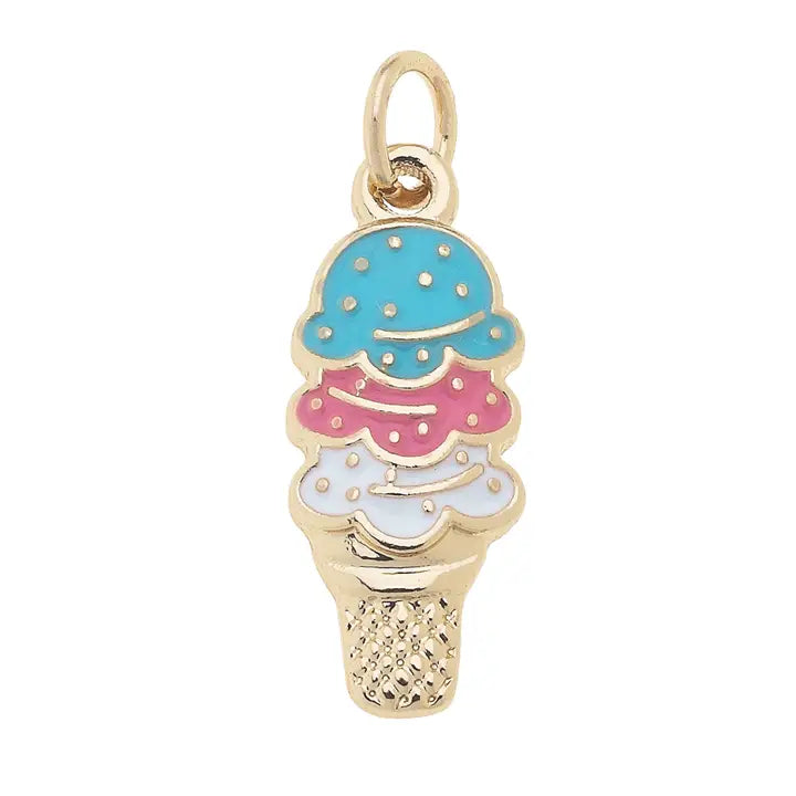 Charmed | Triple Scoop Ice Cream Cone Charm in Red, White, & Blue