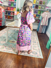 Something Special Botanical Print Midi Dress - Pink
