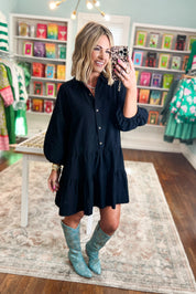 The Certainty Tiered Shirt Dress