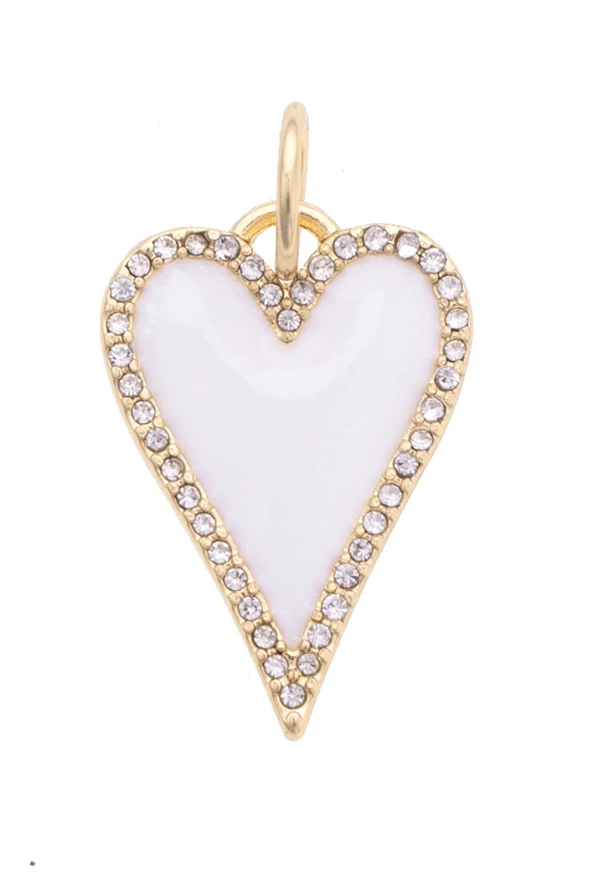 Charmed | Pave Elongated Heart Charm - White