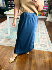 Shared With You Satin Skirt - Navy