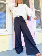 Calm Energy Wide Leg Crop Pants - Black