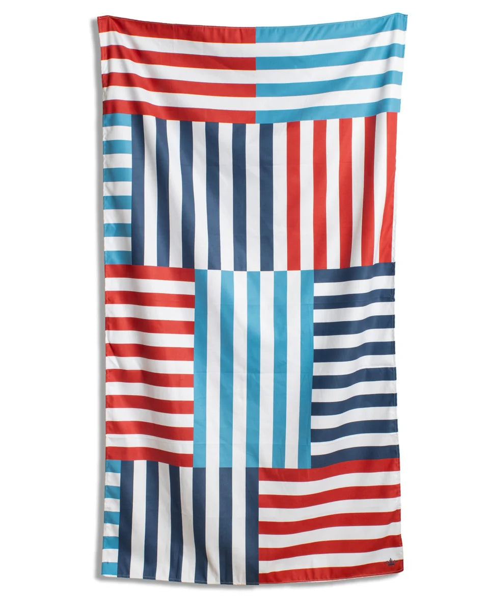 Microfiber Giant Beach Towel - Freeport Stripe Red/White/Blue