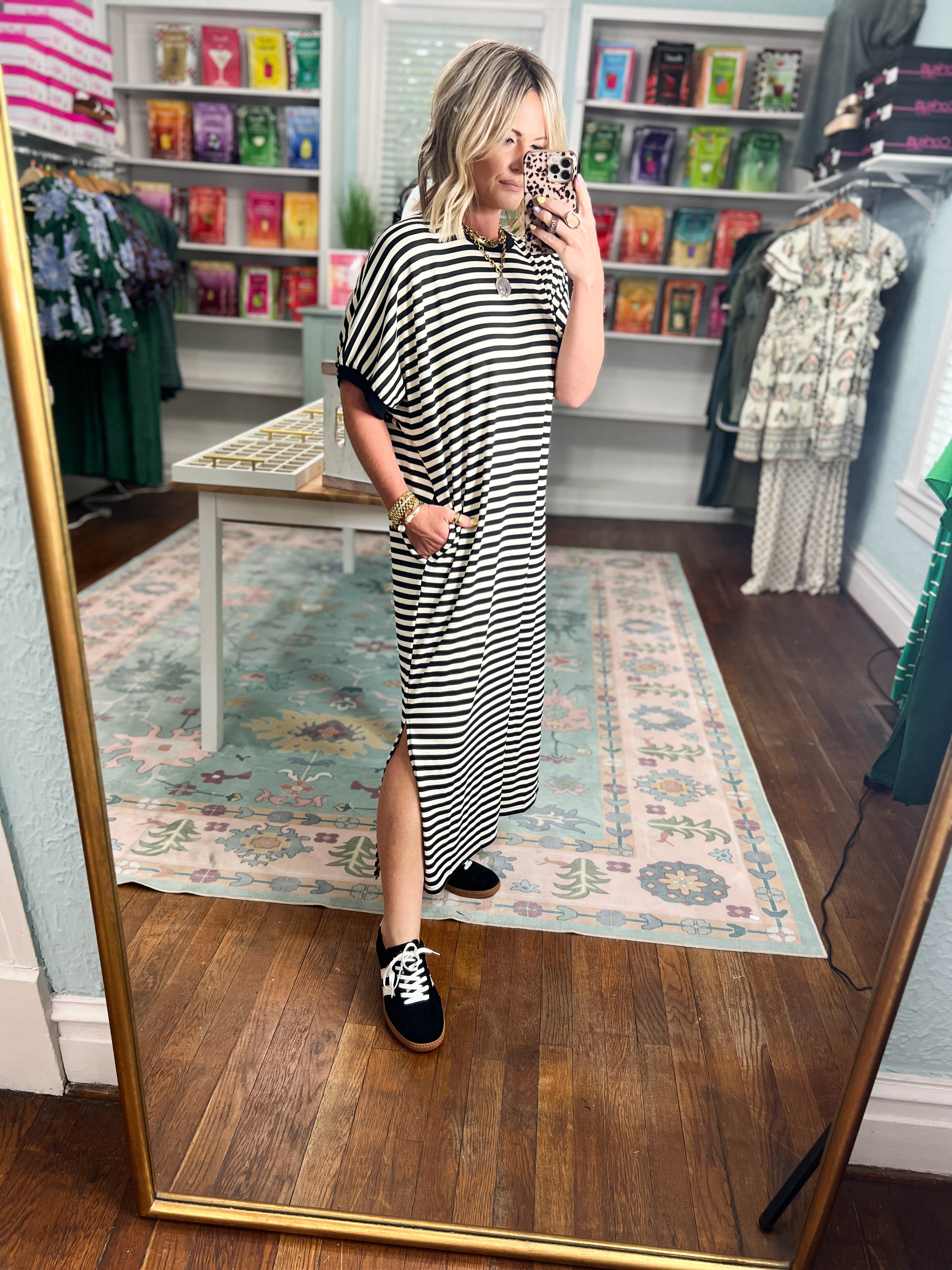 At a Glance Striped Midi Dress