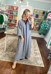 Little Moments Gingham Midi Dress - Navy