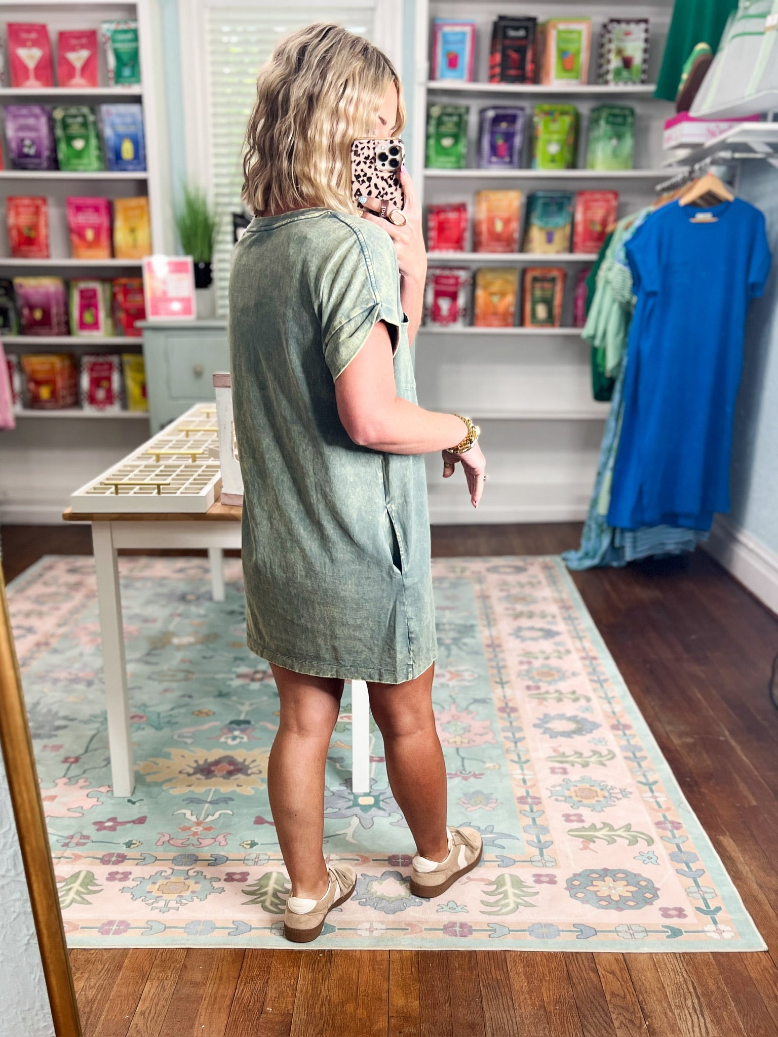 Just Stay Washed T-Shirt Dress - Ash Jade