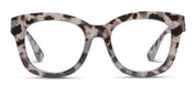 Gray tortoise leopard eyeglass frames with clear lenses, front view