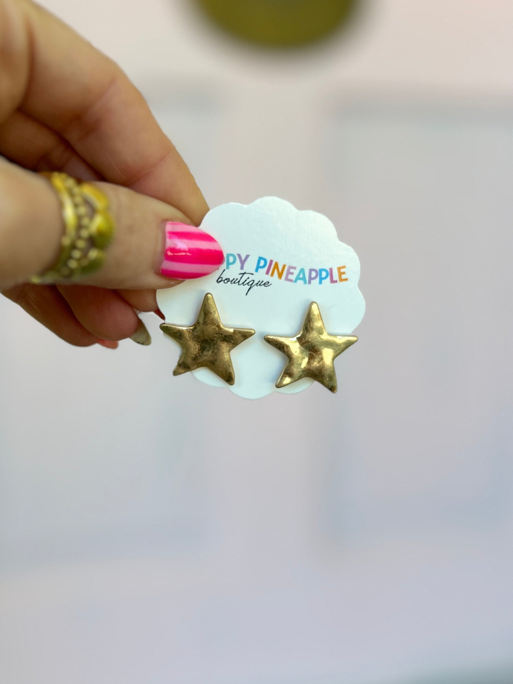 Hammered Star Stud Earrings