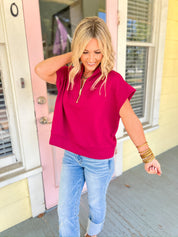 Send a Message Half Zip Top - Cabernet