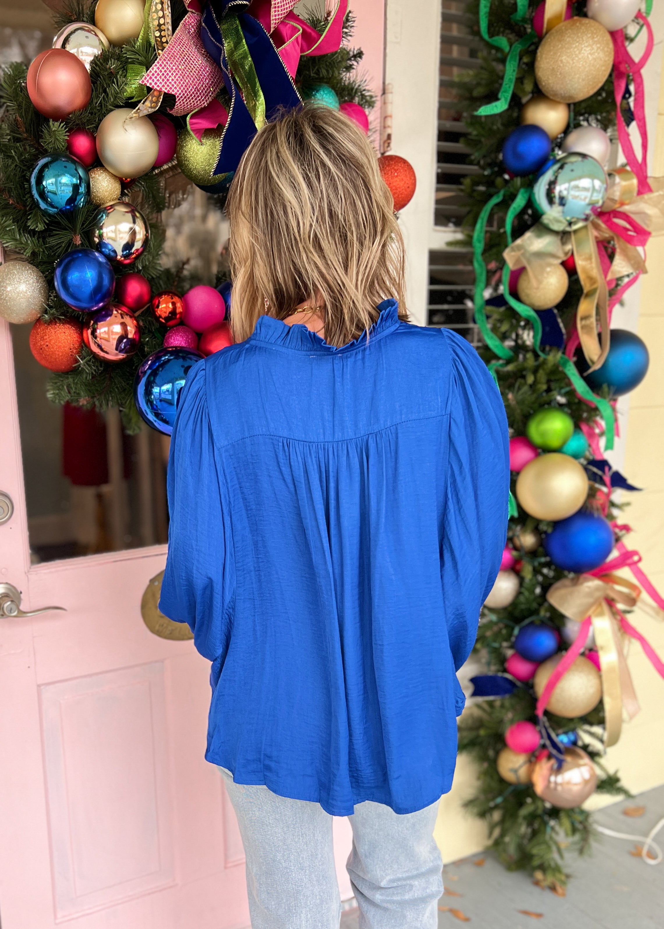 Right On Cue Peasant Style Top - Royal