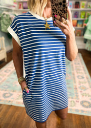 Always In Style T-Shirt Dress - Lt. Navy