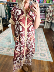 Brunch Date Midi Dress - Cinnamon