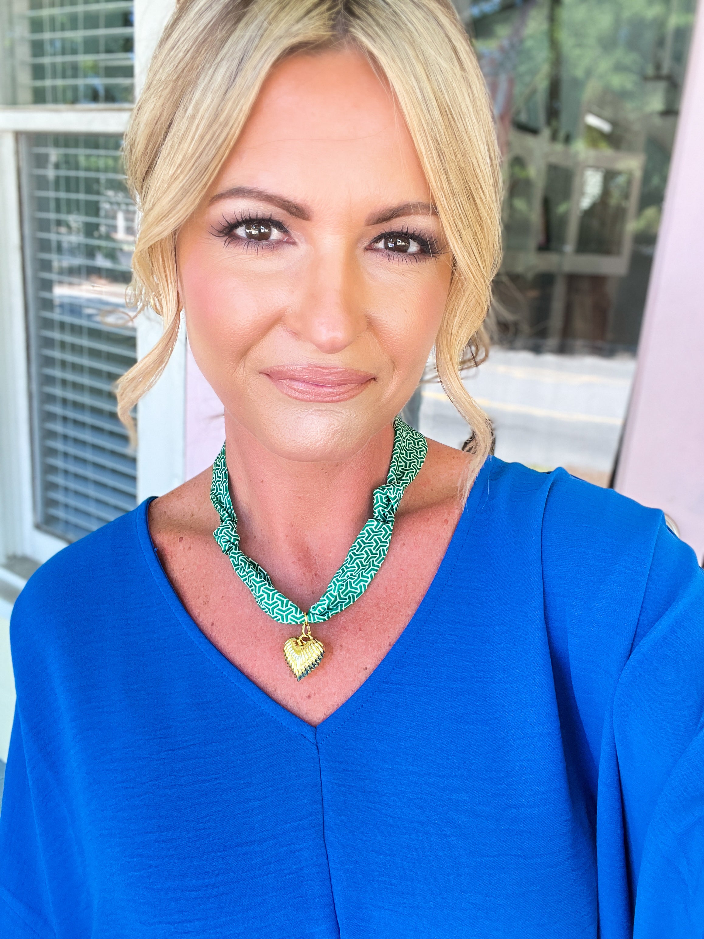 Serafina Scarf Charm Necklace - Green