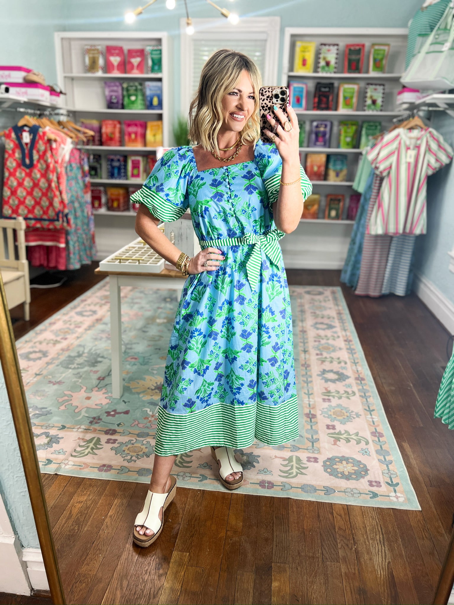 Something Special Botanical Print Midi Dress - Blue