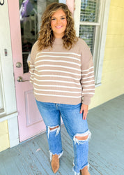 Sucker For You Striped Sweater - Ash Mocha