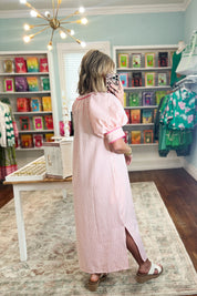 Bloom Bright Striped Midi Dress - Pink