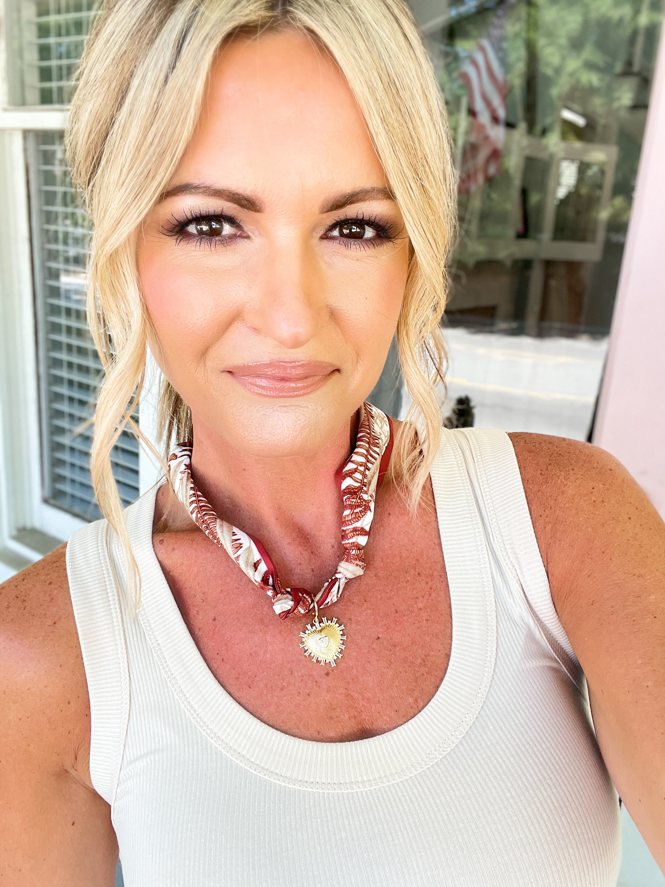 Lillie Scarf Charm Necklace - Rust Beige