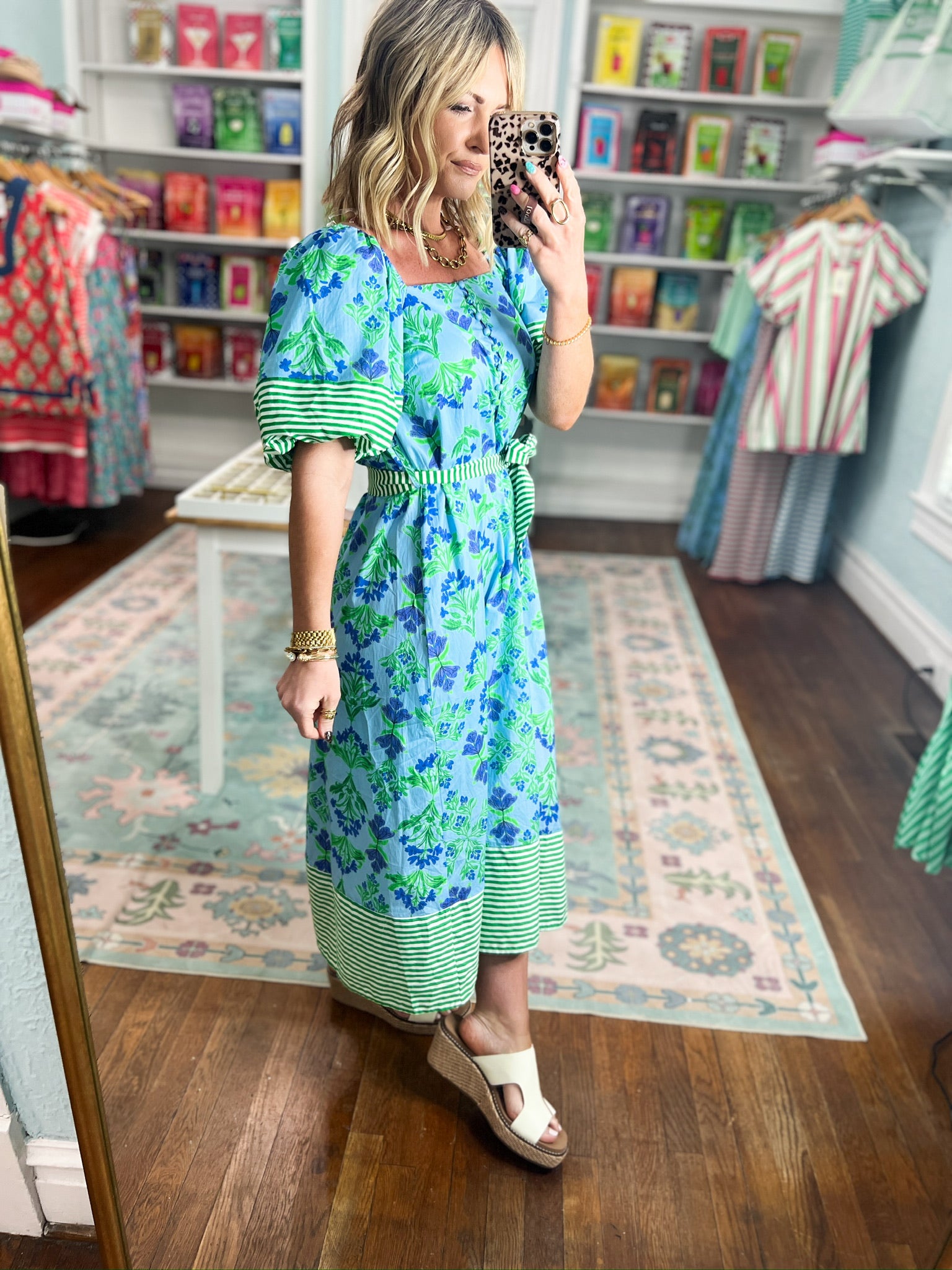 Something Special Botanical Print Midi Dress - Blue