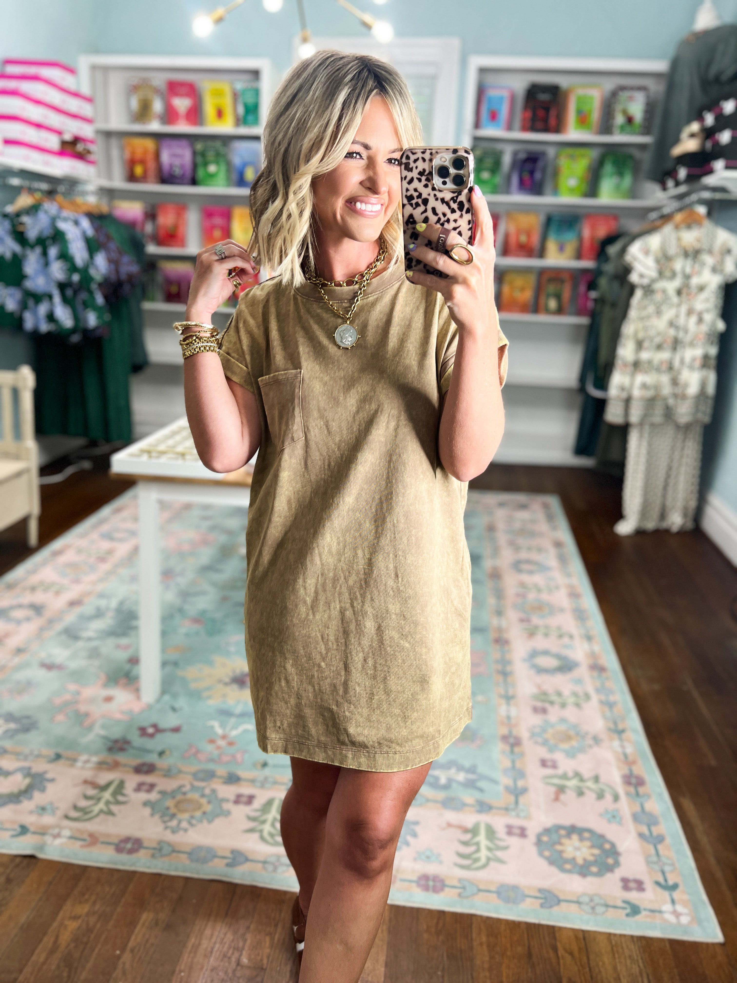 Just Stay Washed T-Shirt Dress - Mocha