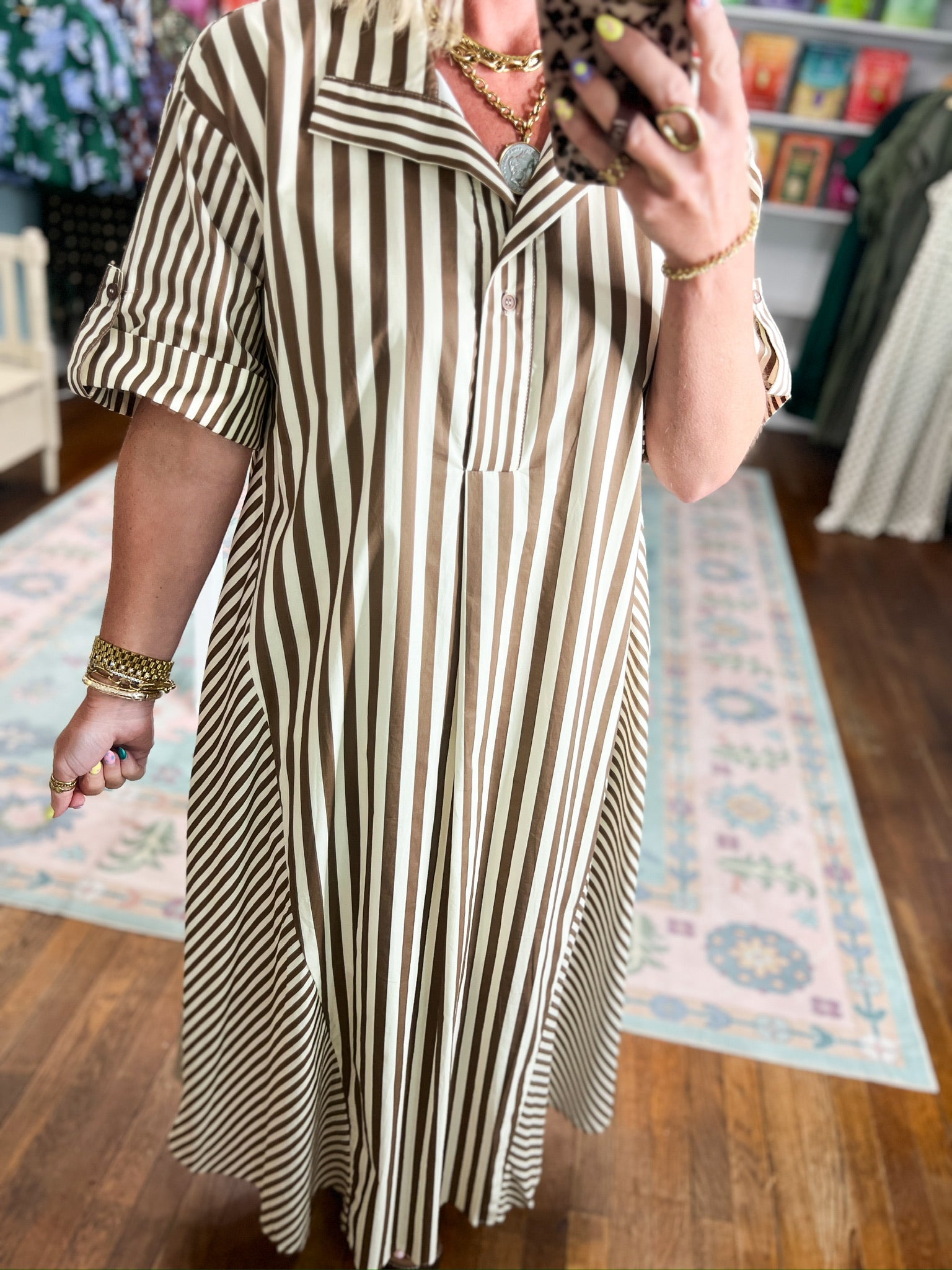 Mocha Charm Stripe Dress