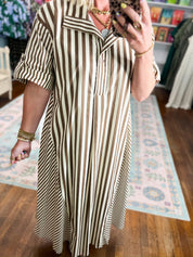 Mocha Charm Stripe Dress