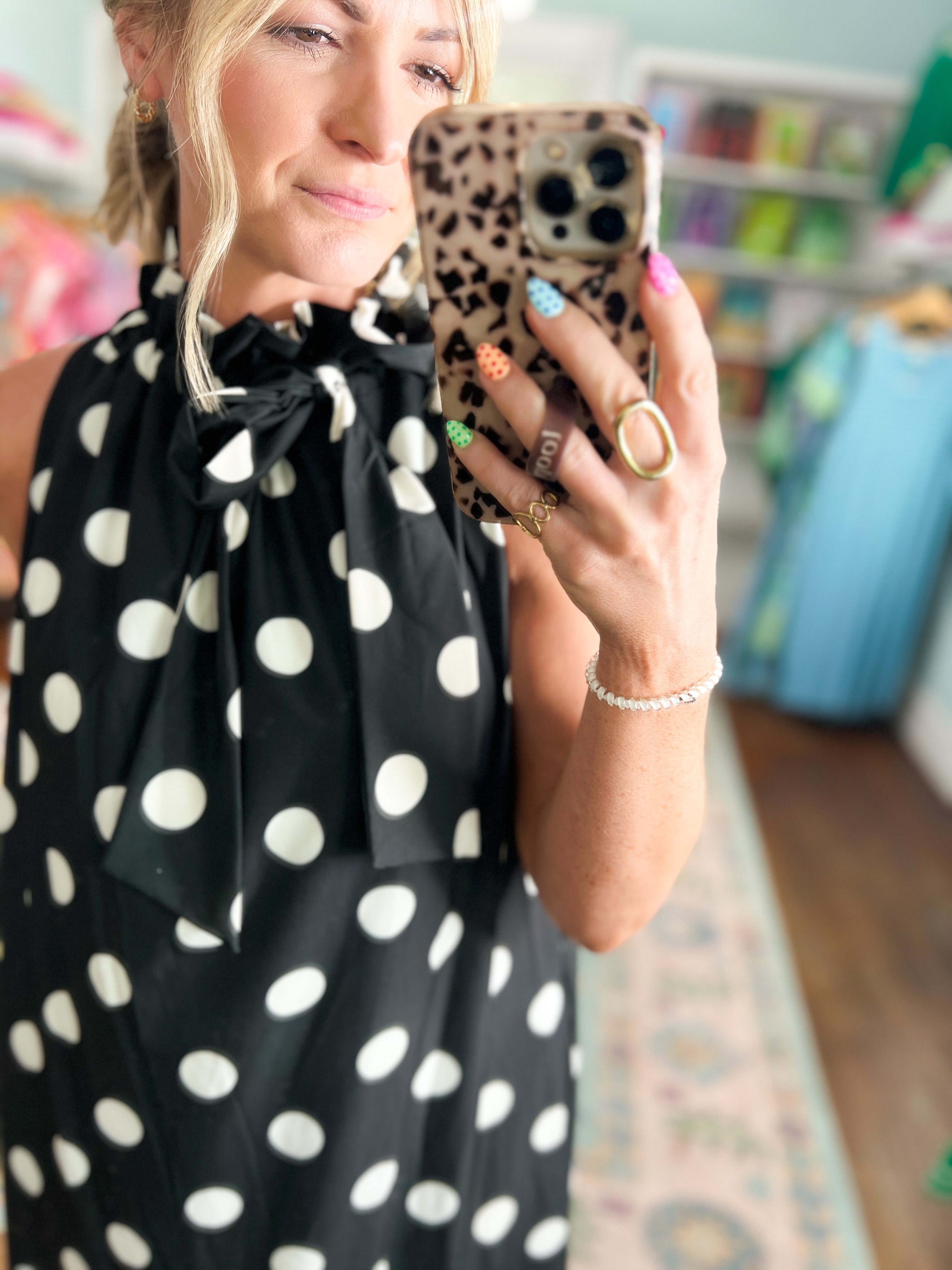 Pretty in Polka Maxi Dress - Black/White Dots