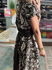 True Intention Floral Midi Dress - Brown