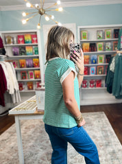 All You Need Stripe Top - Kelly Green