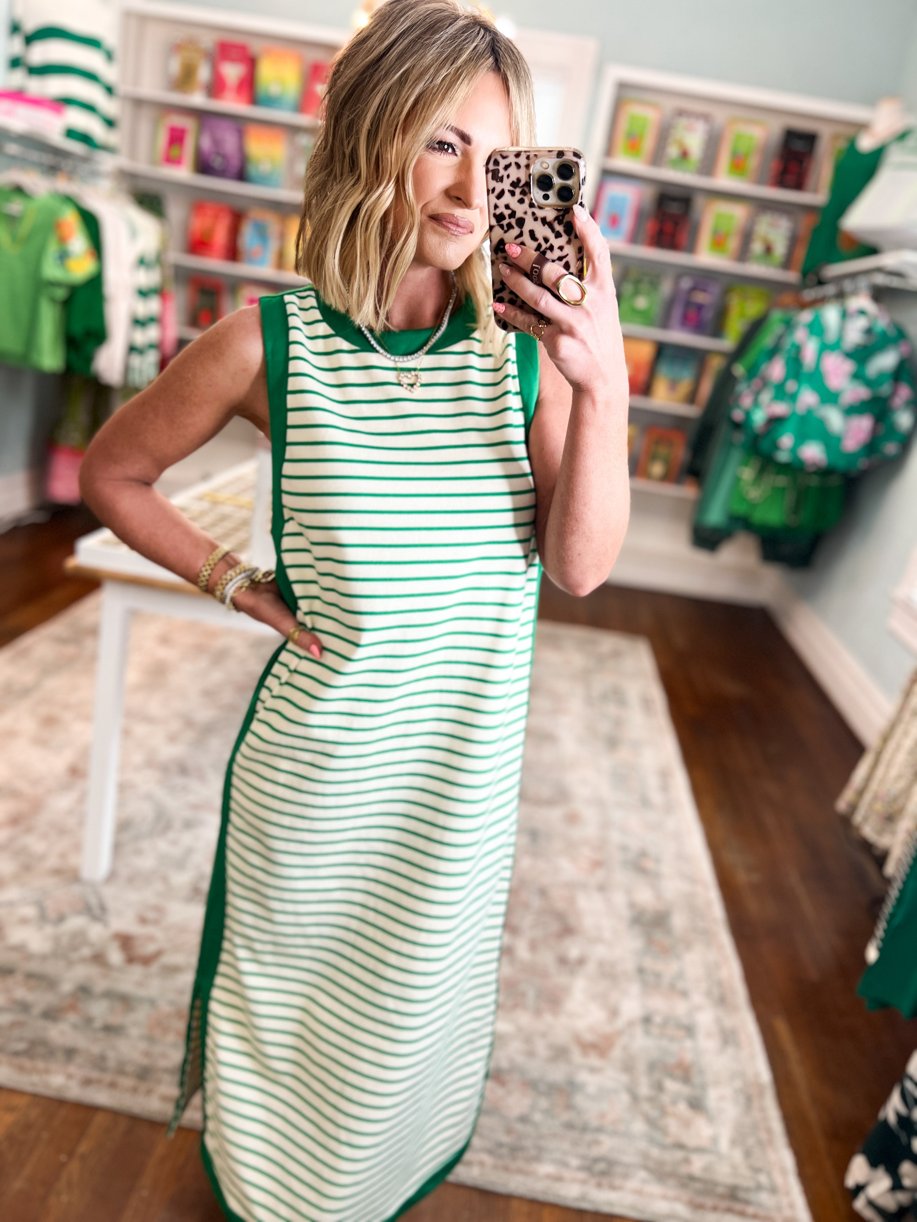 Out For The Day Midi Dress - Green