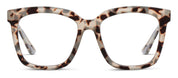Front view gray tortoise eyeglasses with clear lenses and thick rectangular frame