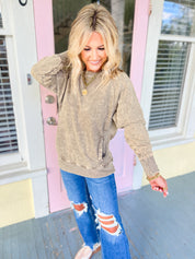 Carefree Charm French Terry Pullover - Mocha