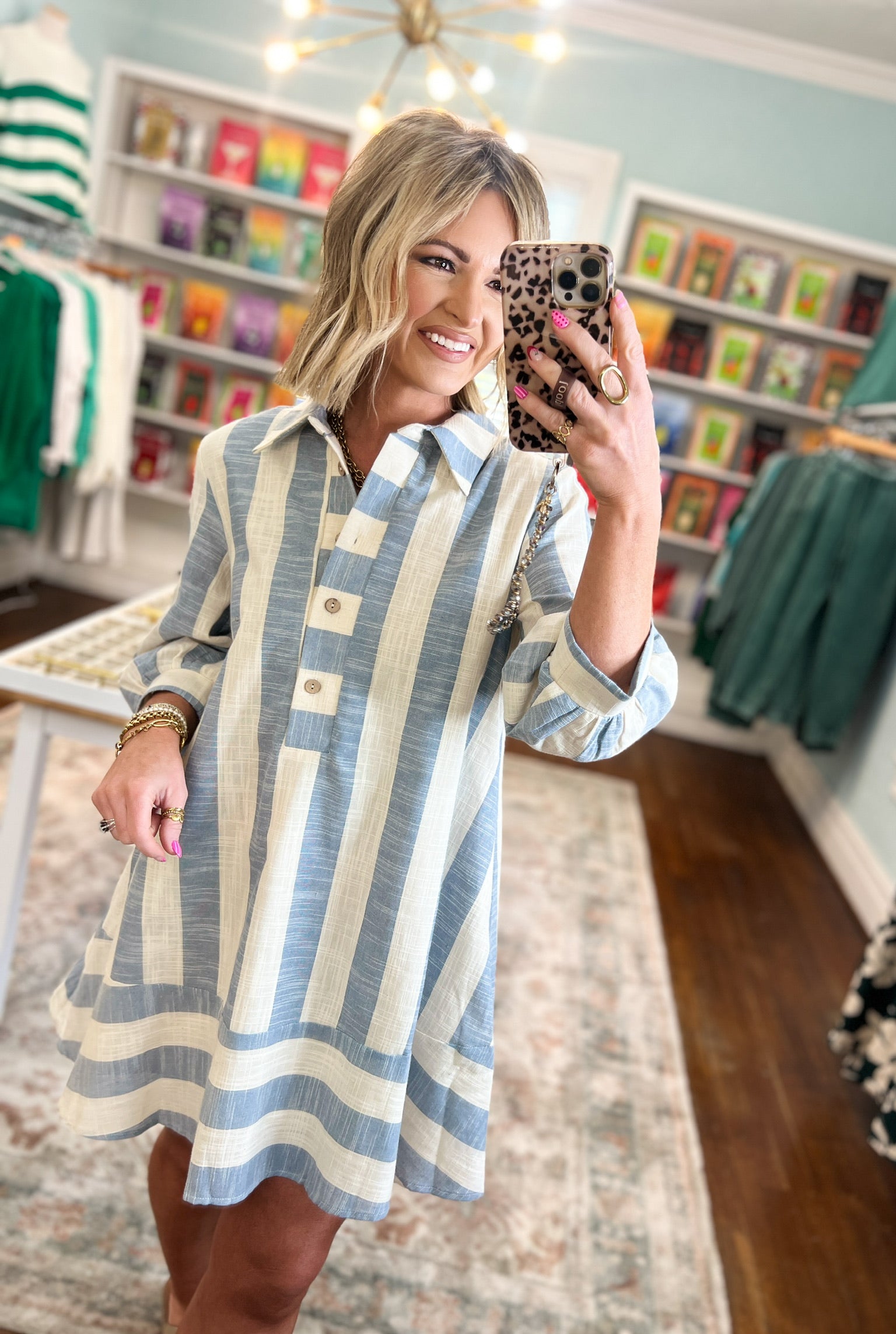 Slice of Happiness Striped Shirt Dress