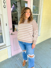 Sucker For You Striped Sweater - Ash Mocha