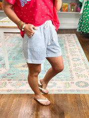 Simply Striped Twill Shorts - Blue