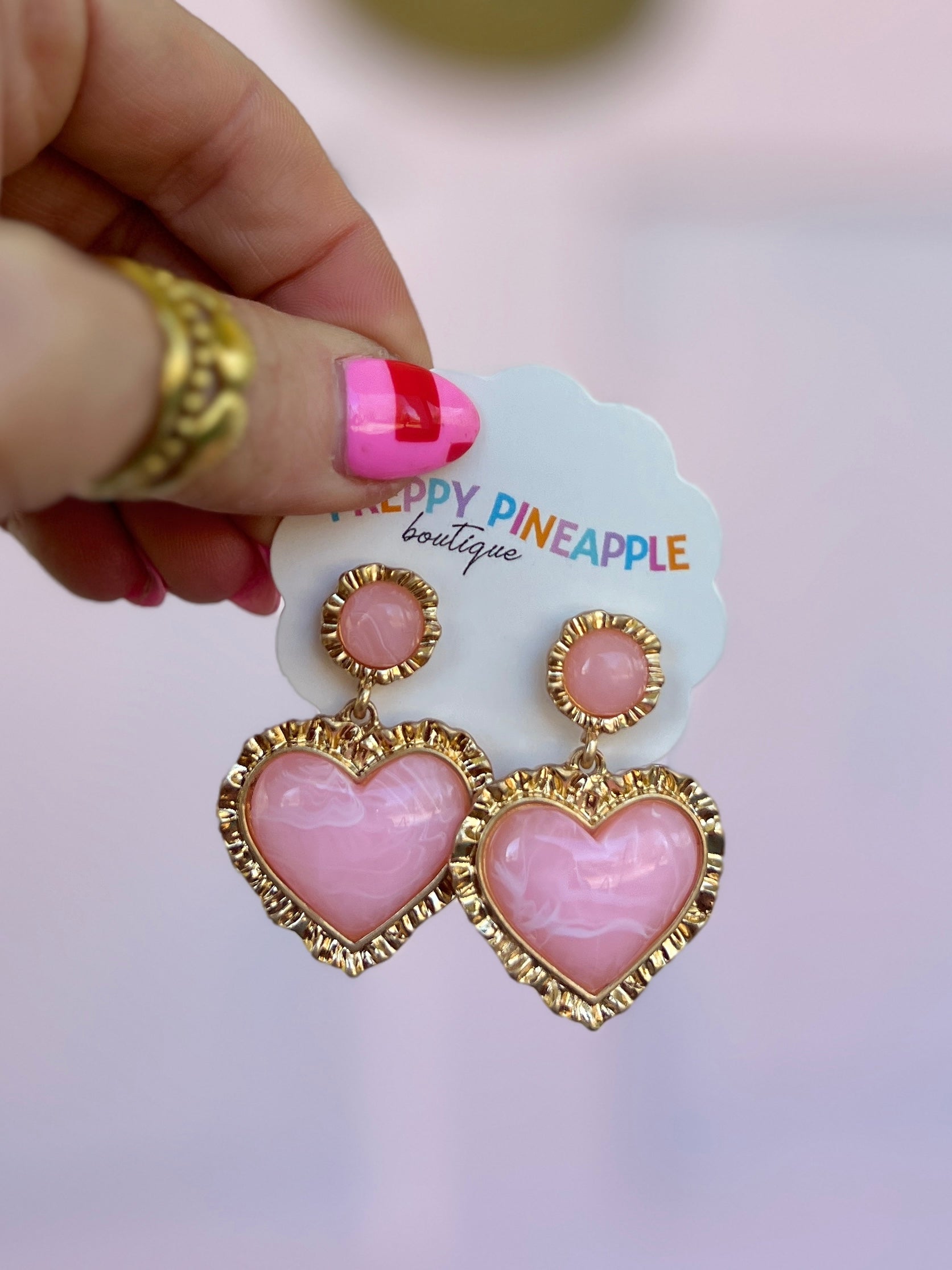 Vintage Framed Heart Drop Earrings