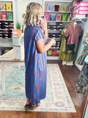 Perfect For You Striped Midi Dress - Royal