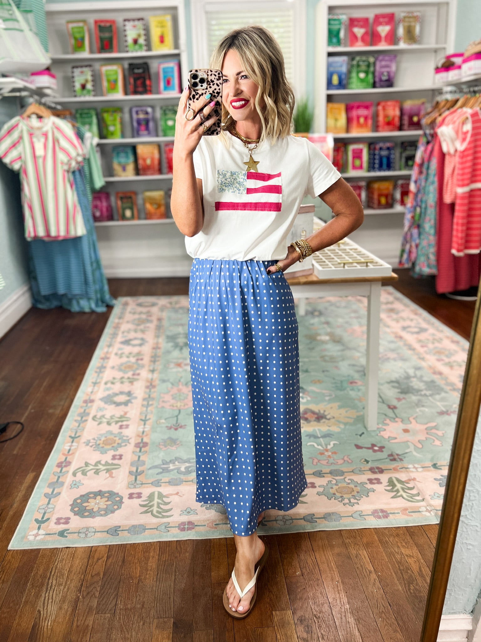 After Hours Polka Dot Midi Skirt