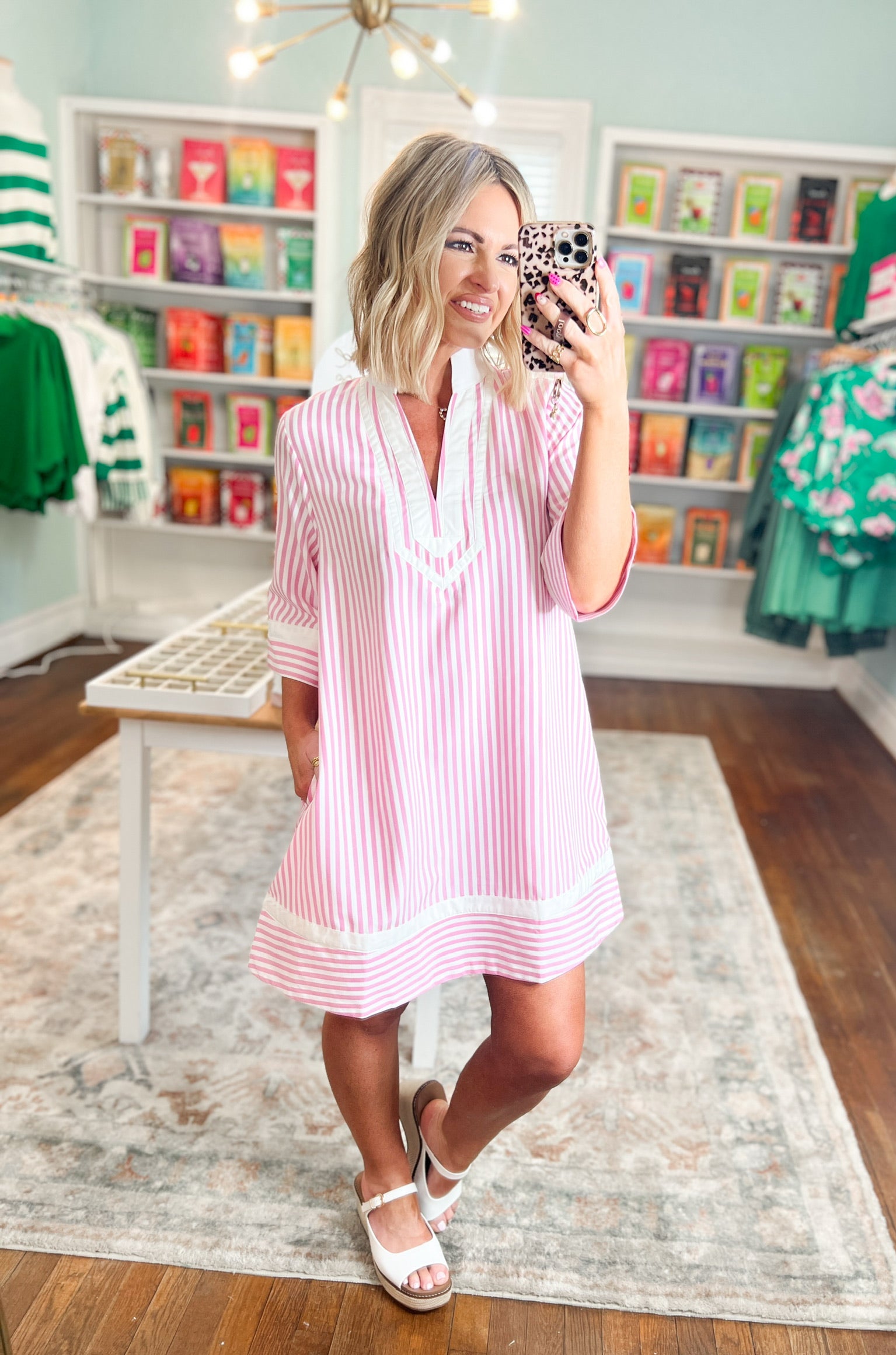 Social Hour Striped Mini Dress - Pink