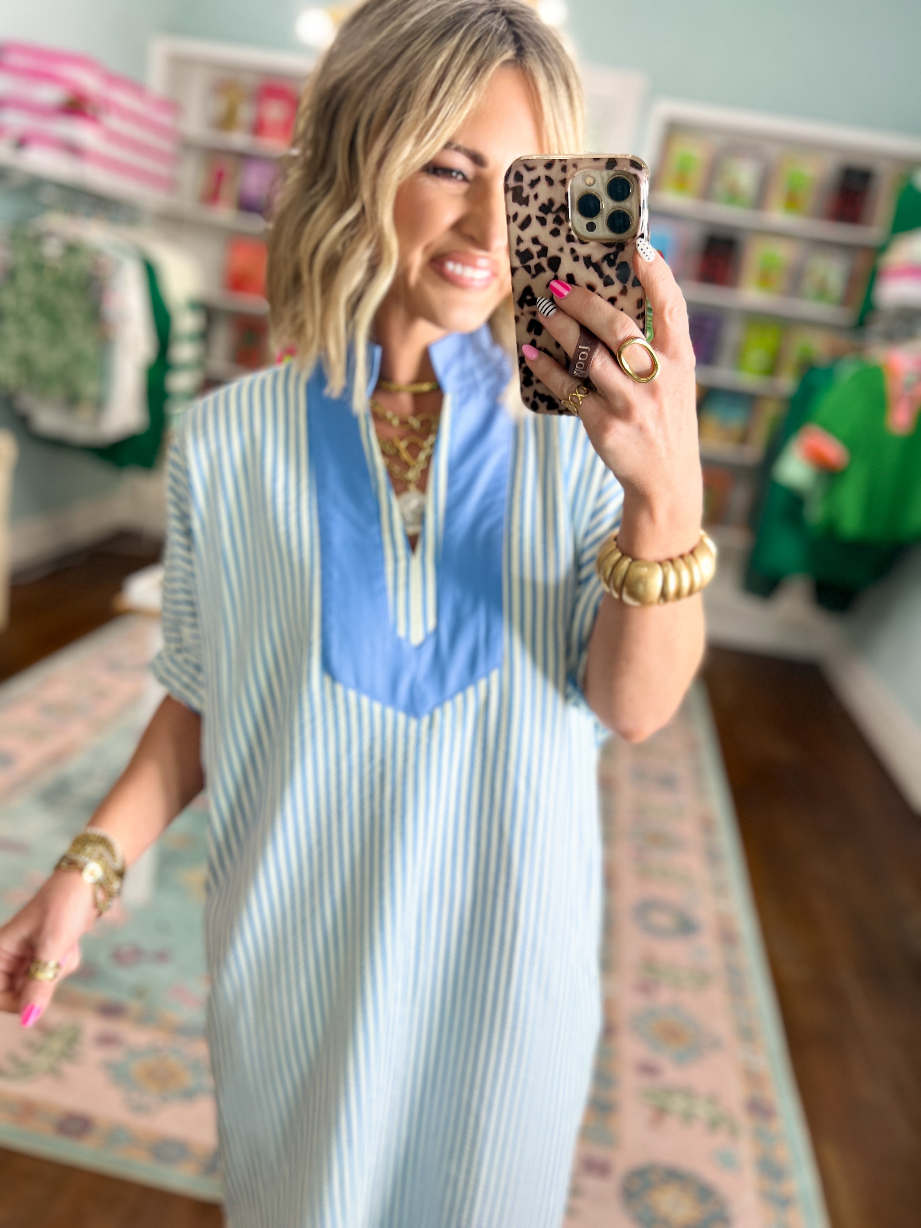 Sweet Escape Striped Maxi Dress - Blue