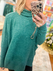 Full of Warmth Turtle Neck Sweater - Dk. Green