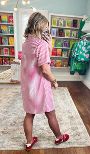 Great Days Ahead Striped T-Shirt Dress - Hot Pink