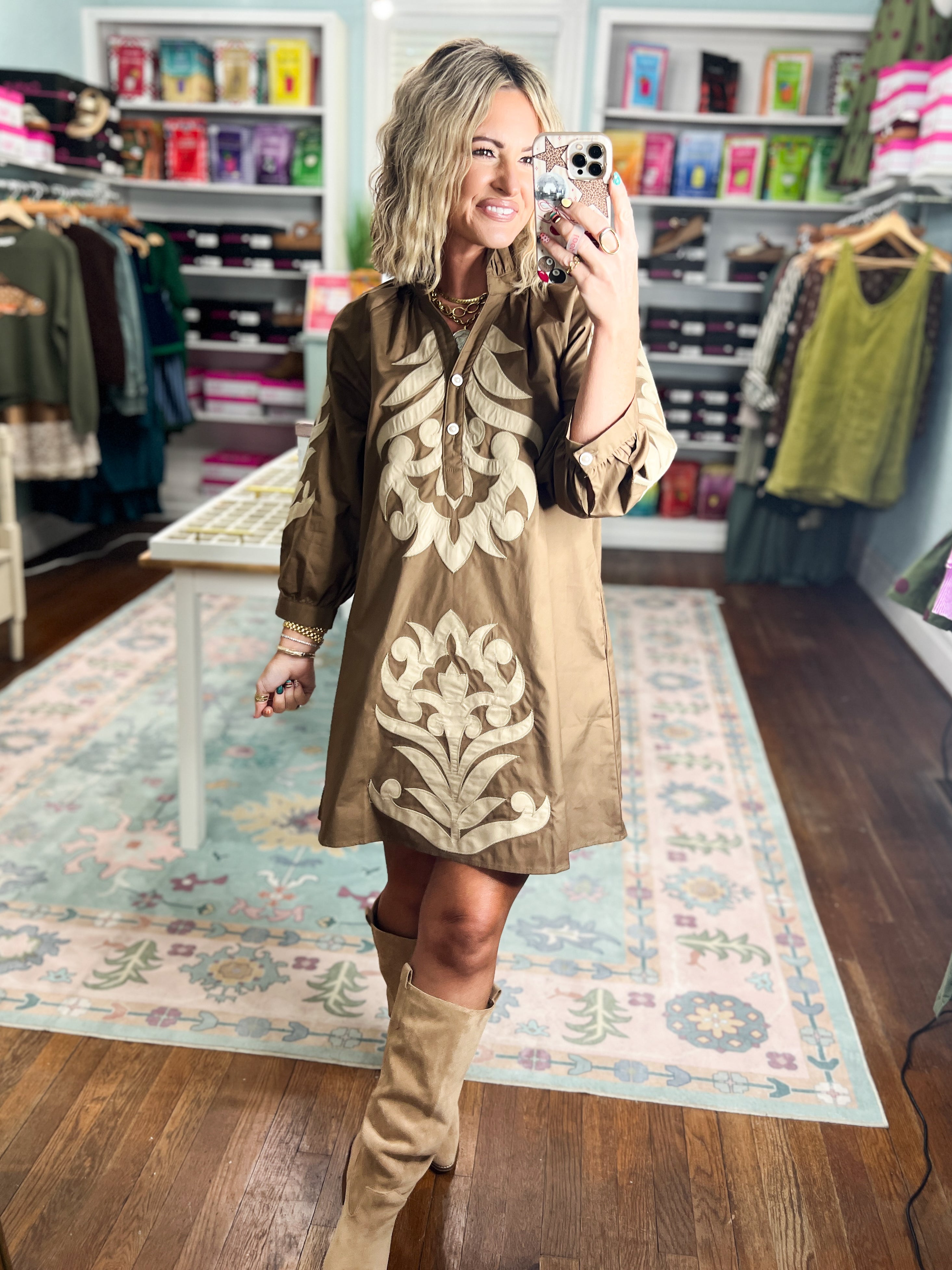 Made to Impress Baroque Floral Dress - Brown