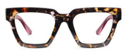 Peepers progressive reading eyeglasses, square tortoiseshell frame with pink-lensed detail